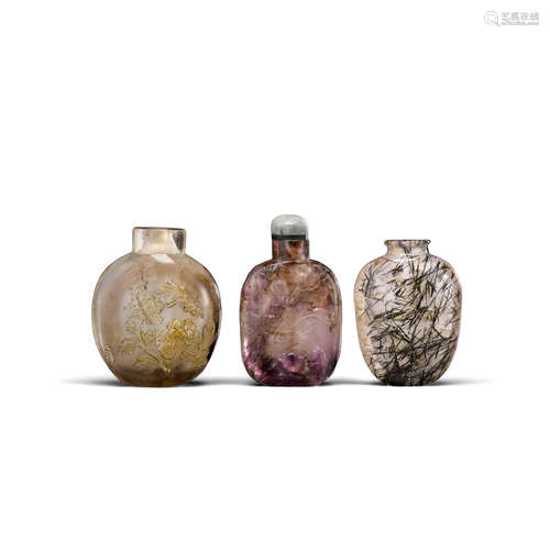 Three quartz snuff bottles Late 19th - 20th century