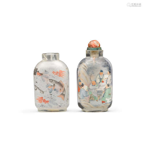 Two inside-painted glass snuff bottles Ye Family Studio, 1913 and 1915