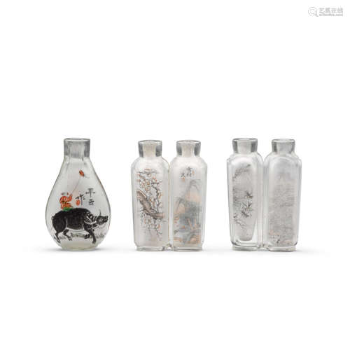 Three inside-painted glass snuff bottles