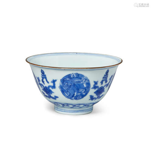 A blue and white 'lion-medallion' bowl Jiajing mark, 17th century