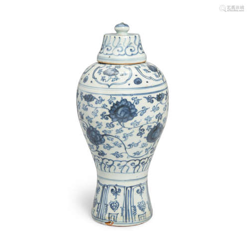 A blue and white baluster vase and rare cover, meiping Ming Dynasty, 16/17th Century