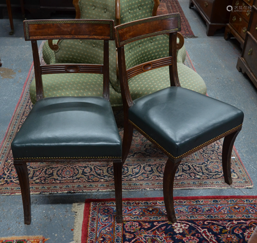 A set of six trafalgar back brass inlaid mahogany