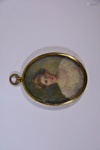 A Victorian oval portrait miniature on ivory of a lady