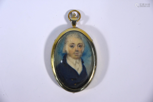 A small George III oval portrait miniature on ivory of