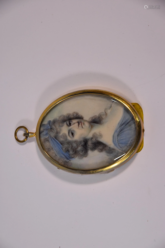 An 18th century oval portrait miniature on ivory of a