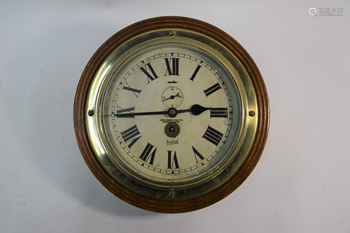 A vintage Sestrel bulkhead clock for Henry Browne & Son