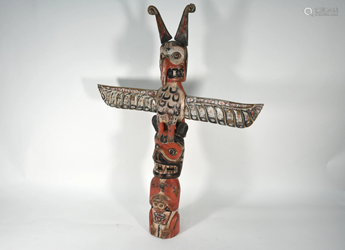 A vintage Canadian Native American totem pole