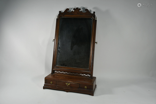 A mahogany platform toilet mirror, 19th century