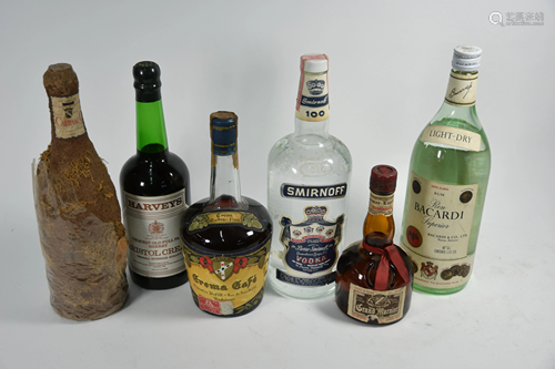 Various bottles of vintage alcoholic drink