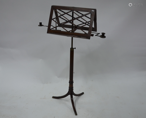 A 19th century brass mounted mahogany duet music stand