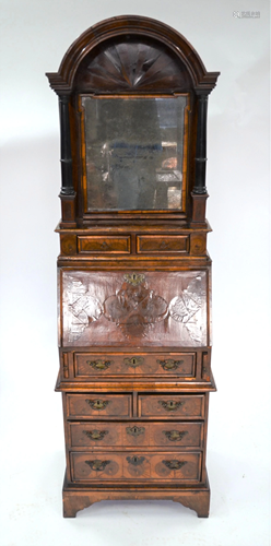 A 17th/18th century oyster veneered bureau cabinet