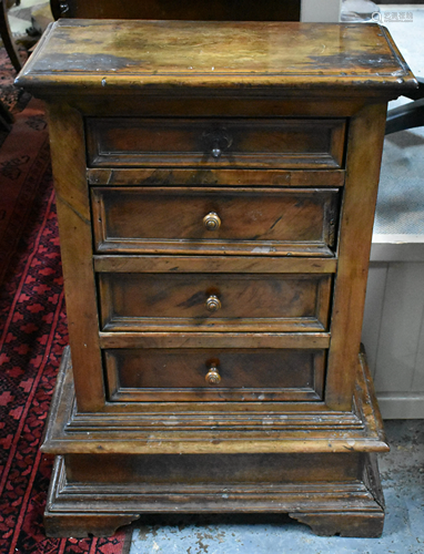 An antique North Italian walnut chest of four long