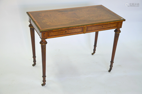 A Louis XVI style ormolu mounted walnut/kingwood side