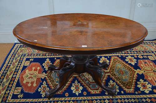 Victorian oval burr walnut breakfast table