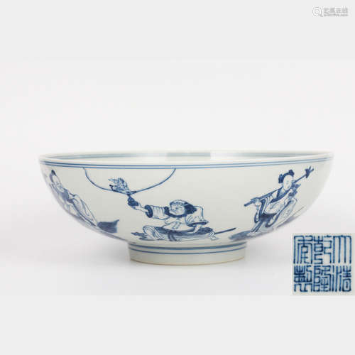 A Blue and White Figure Porcelain Bowl