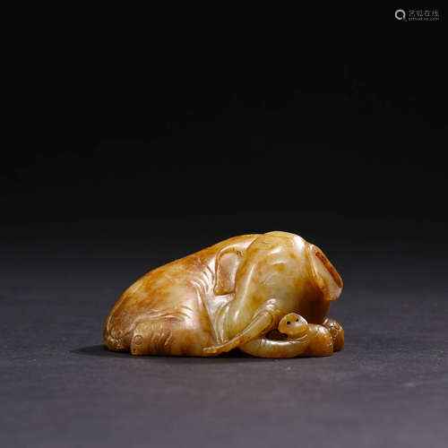 A Jade Carved Elephant Ornament