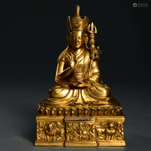 A Gilding Copper Padmasambhava Statue