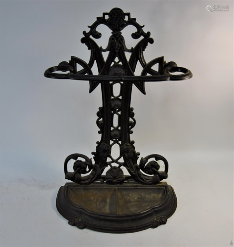 A Victorian Art Nouveau cast iron umbrella stand