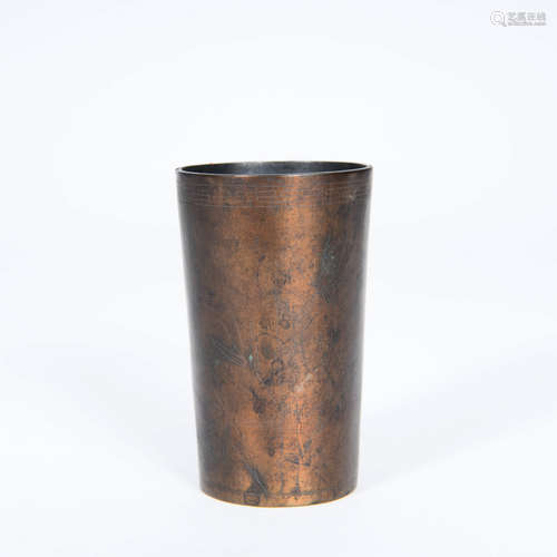 A Copper Silver-inlaid Tube