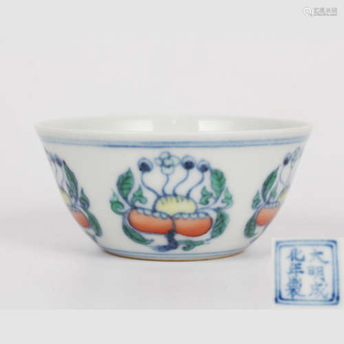 A Blue and White Doucai Flower Porcelain Cup