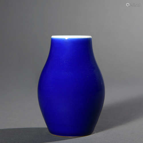 A Deep Blue Glazed Porcelain Vase