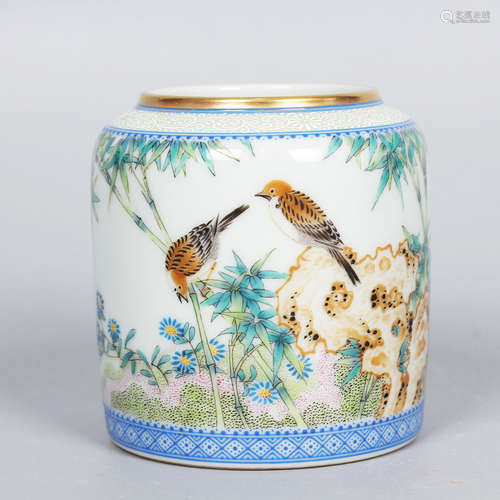 A Bird and Flower Porcelain Jar