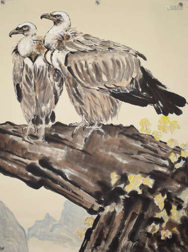 A Chinese Bird Painting, Xu Beihong Mark