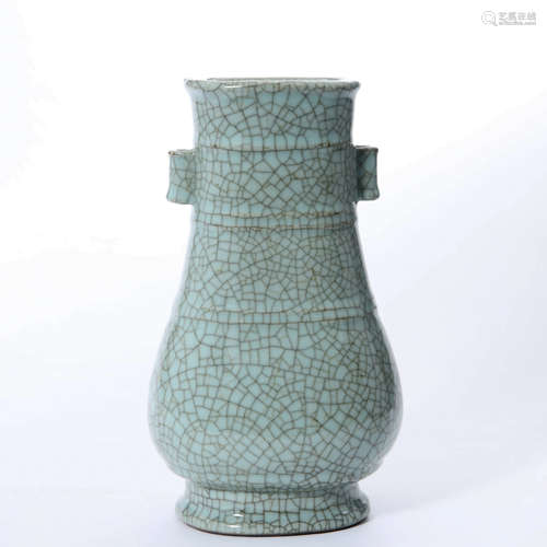 A Double-eared Glazed Porcelain Vase