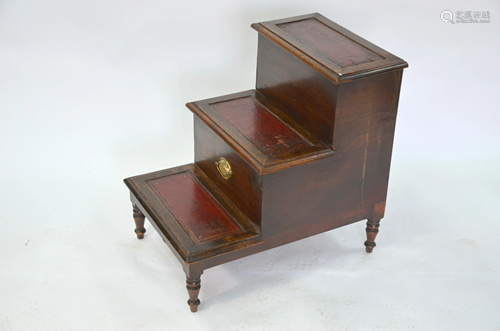 Victorian mahogany three tread library box steps