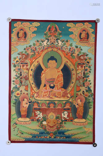 A Chinese Tangka Painting of Sakyamuni