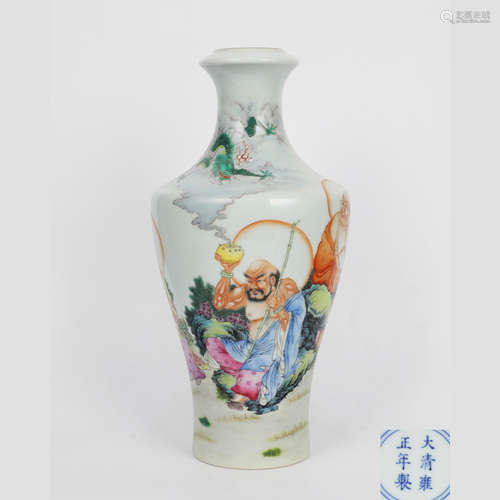 A Famille Rose Figure Porcelain Vase