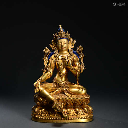 A Gilding Copper Green Tara Statue