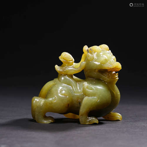 A Jade Carved Chi Dragon Ornament