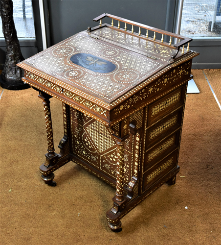 A 19th century bone inlaid hardwood davenport