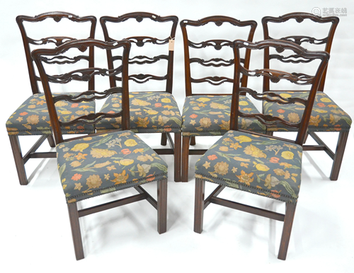 A harlequin set of six antique mahogany dining side