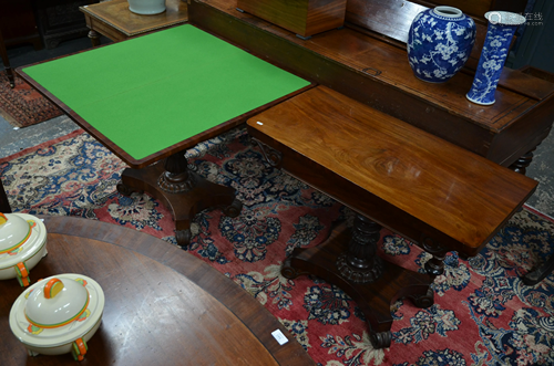 A companion pair of Victorian mahogany card tables