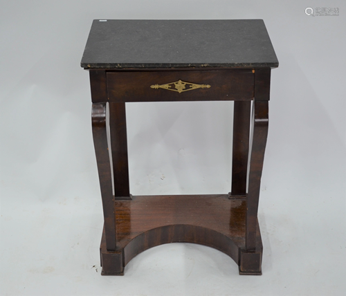 An Empire style gilt mounted mahogany side table