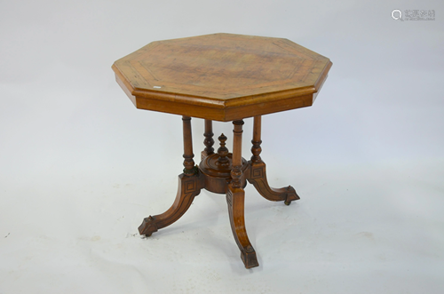 A Victorian walnut centre table, octagonal top