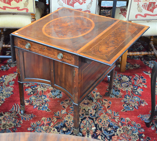 A George III Chippendale style burr-yew inlaid