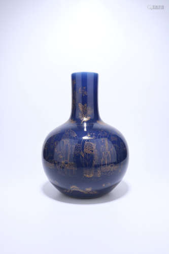 chinese sacrificial blue glazed porcelain globular vase