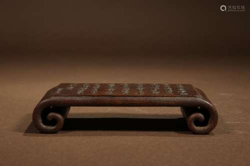 chinese old collection bamboo ink bed inscribed with verses 
