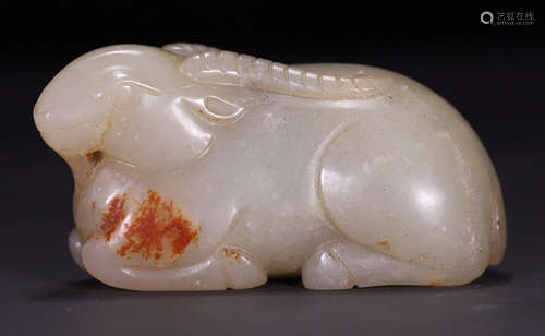 A HETIAN JADE CARVED GOAT SHAPED PENDANT