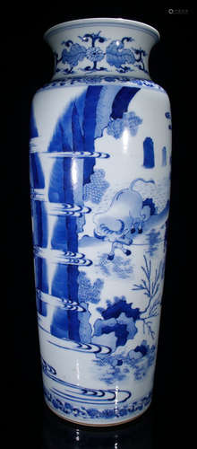 A BLUE&WHITE GLAZE VASE WITH FIGURE PATTERN