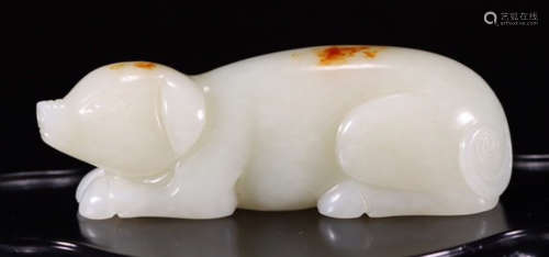 A HETIAN JADE CARVED PIG SHAPED PENDANT