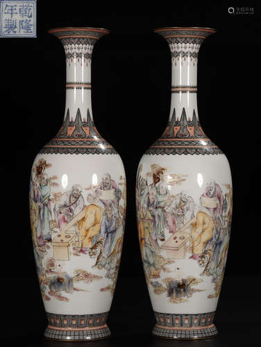 DAQINGQIANLONGNIANZHI MARK MOCAI VASE PAIR