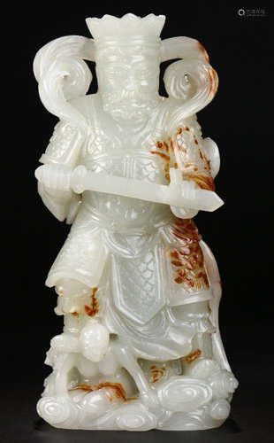 A HETIAN JADE CARVED FIGURE SHAPE STATUE