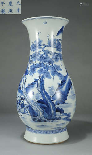 DAQINGKANGXINIANZHI MARK BLUE&WHITE GLAZE VASE