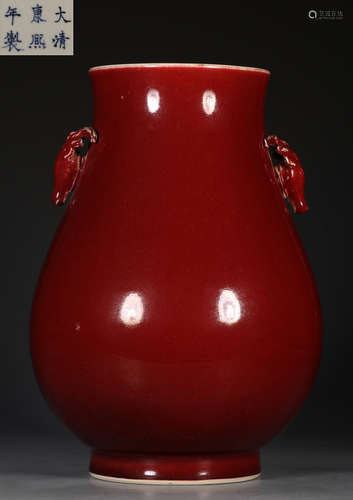 DAQINGKANGXINIANZHI MARK JIHONG GLAZE ZUN VASE