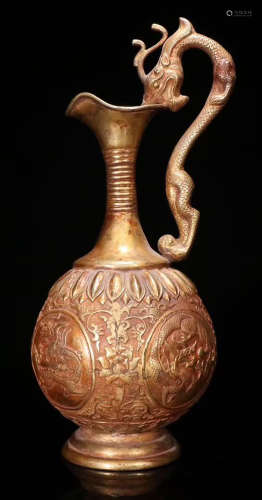 A GILR BRONZE CASTED DRAGON PATTERN VESSEL