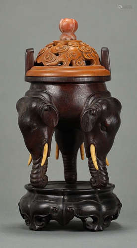 A ZITAN WOOD CARVED CENSER